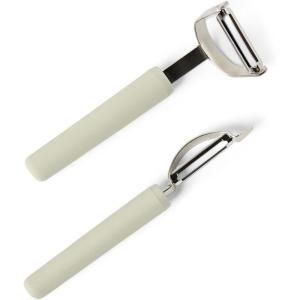 imageAmazon Basics Vegetable Peelers with Protective Covers 2Piece Set DishwasherSafe Linen Gray