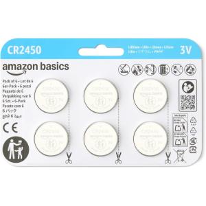 imageAmazon Basics 6Pack CR2450 Lithium Coin Cell Battery 3 Volt Long Lasting Power MercuryFree ChildSafe Package Use Scissors to Open6