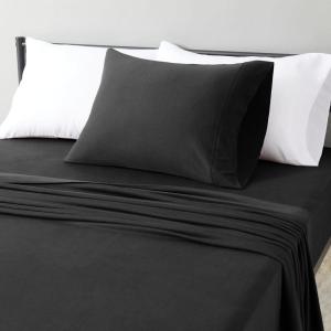 imageAmazon Basics 100 Cotton Jersey Bed Sheet Set King Black SolidJet Black
