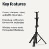 imageAmazon Basics 36 Portable Selfie Stick Mini Tripod for Phone with Remote Control Compatible with iPhone Samsung and More Black36inch