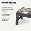 imageAmazon Basics Elevated Raised Dog Bowl Stand Height Adjustable Feeding Station Stainless Steel 173L x 94W x 12H inches Black