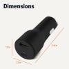 imageAmazon Basics FastCharging Car Charger 1 USBC1 USBA 1 Builtin Coiled Cable USBC 60w BlackUSB A USB C  48W