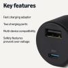 imageAmazon Basics FastCharging Car Charger 1 USBC1 USBA 1 Builtin Coiled Cable USBC 60w BlackUSB A USB C  48W
