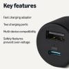 imageAmazon Basics FastCharging Car Charger 1 USBC1 USBA 1 Builtin Coiled Cable USBC 60w BlackUSB AUSB C  32W