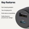 imageAmazon Basics FastCharging Car Charger 1 USBC1 USBA 1 Builtin Coiled Cable USBC 60w BlackUSB AUSB C  32W with USB C cable
