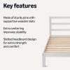 imageAmazon Basics Full Bed Frame with Headboard Solid Pine Wood with Bed Slats Full WhiteWhite