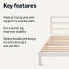 imageAmazon Basics Full Bed Frame with Headboard Solid Pine Wood with Bed Slats Full WhiteWhite