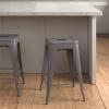 imageAmazon Basics Metal Bar Stools  24Inch Set of 4 Dark GreyDark Grey