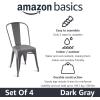 imageAmazon Basics Metal Dining Chairs Matte Black 1 Count Pack of 4Dark Grey