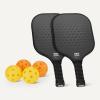 imageAmazon Basics Pickleball Paddles Set of 2 USAPA Approved Carbon Fiber Paddle with 4 Balls Lightweight Pickle Ball Rackets Carry Bag amp GripsBlack