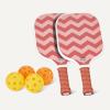 imageAmazon Basics Pickleball Paddles Set of 2 USAPA Approved Carbon Fiber Paddle with 4 Balls Lightweight Pickle Ball Rackets Carry Bag amp GripsPastel Zigzag