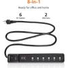 imageAmazon Basics Surge Protector Power Strip with 2 USB Ports 6 Outlet Extension Cord 1000 Joule Rectangle 6 ft Cord Length BlackBlack