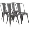 imageAmazon Basics Metal Dining Chairs Matte Black 1 Count Pack of 4Dark Grey