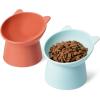 imageAmazon Basics Raised Cat Feeding Bowls Cat Ear Shape 2Pack 52 x 52 x 45 in Orange and Blue