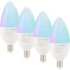 imageAmazon Basics Smart E12 LED Bulb 60 Watts 24 GHz WiFi only Works with Alexa Only 4 Pack MulticolorPack of 4