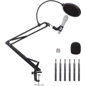 imageAmazon Basics Adjustable Microphone Stand Pop Filter Windscreen for Blue Yeti Snowball Shure AudioTechnica other Mics 19 inch14 inch Pack of 6