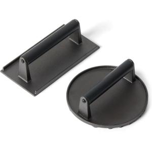 imageAmazon Basics Cast Iron Burger Press Rectangle 811 x 42 x 27 inch Black 1PackRound  Rectangle