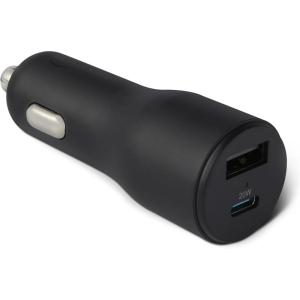 imageAmazon Basics FastCharging Car Charger 1 USBC1 USBA 1 Builtin Coiled Cable USBC 60w BlackUSB AUSB C  32W