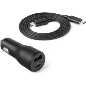 imageAmazon Basics FastCharging Car Charger 1 USBC1 USBA 1 Builtin Coiled Cable USBC 60w BlackUSB AUSB C  32W with USB C cable