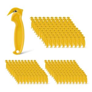 imageAmazon Basics Film Safety Cutter Concealed Stainless Steel Blade with Tape Splitter for Boxes Packages Shrink Wrap Yellow 30Pack300