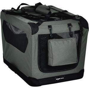 imageAmazon Basics Folding Portable Soft Pet Dog Crate Carrier Kennel 262L x 178W x 181H BlackGREY