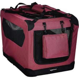 imageAmazon Basics Folding Portable Soft Pet Dog Crate Carrier Kennel 262L x 178W x 181H BlackRED