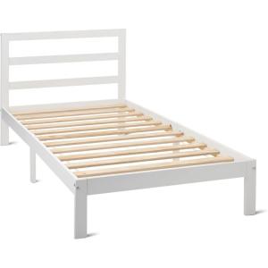 imageAmazon Basics Full Bed Frame with Headboard Solid Pine Wood with Bed Slats Full WhiteWhite