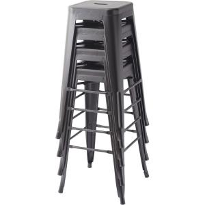 imageAmazon Basics Metal Bar Stools  24Inch Set of 4 Dark GreyBlack