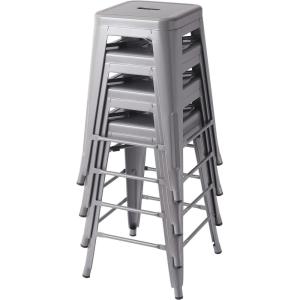 imageAmazon Basics Metal Bar Stools  24Inch Set of 4 Dark GreyDark Grey