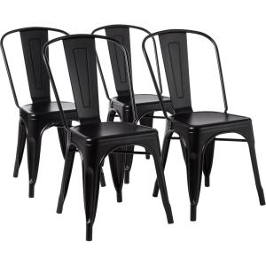 imageAmazon Basics Metal Dining Chairs Matte Black 1 Count Pack of 4Matte Black