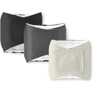 imageAmazon Basics Washable Dog Diapers Highly Absorbent Male M Size 3 Pack 185 x 74 x 025 Colors Black Grey SilverXS