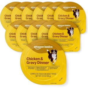 imageAmazon Basics Wet Dog Food Beef Dinner in Gravy with Carrots amp SunDried Tomatoes Made with Real Beef 35 oz Cup Pack of 12Chicken and Gravy