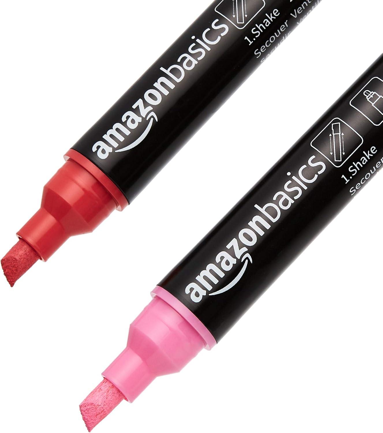 imageAmazon Basics BulletChisel Reversible Tip Liquid Chalk Markers Erasable Washable WaterBased Bold Point 8Pack Bright ColorsBright Colors