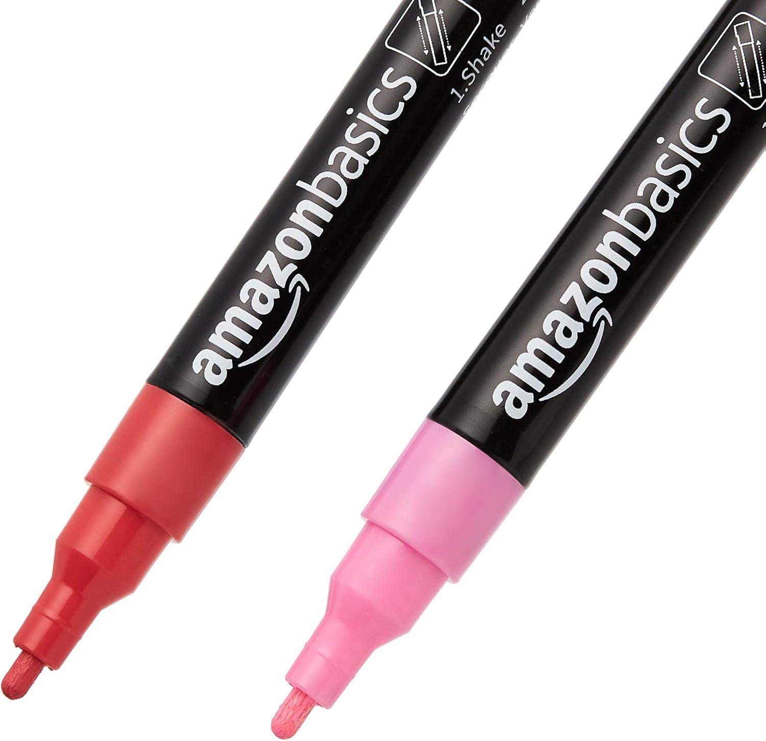 imageAmazon Basics BulletChisel Reversible Tip Liquid Chalk Markers Erasable Washable WaterBased Bold Point 8Pack Bright ColorsBright Colors