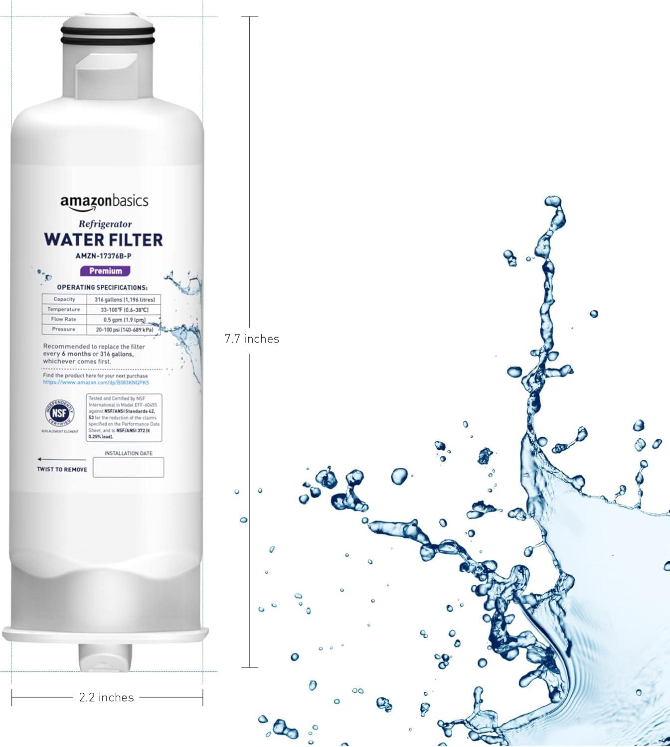 imageAmazon Basics Replacement Samsung DA9717376B HAFQINEXP Refrigerator Water Filter 3Pack Standard Filtration3Pack