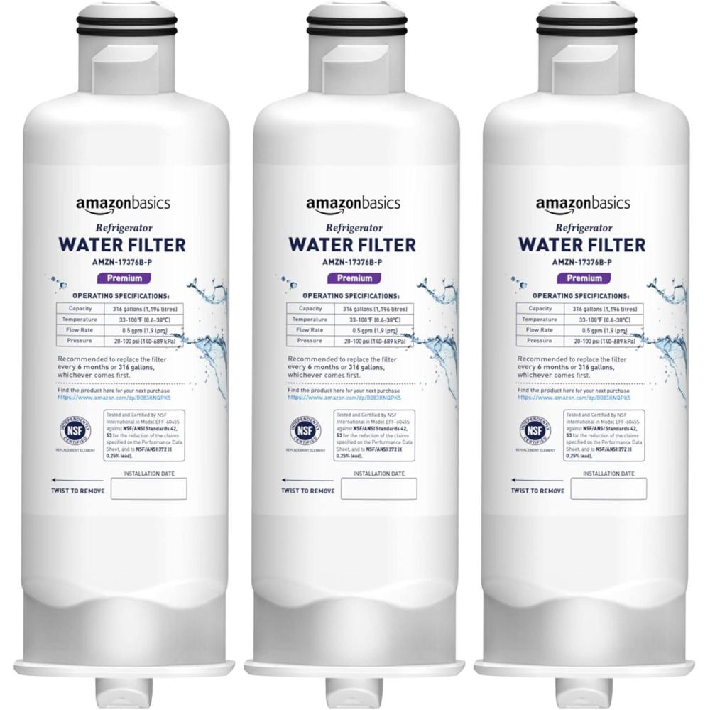imageAmazon Basics Replacement Samsung DA9717376B HAFQINEXP Refrigerator Water Filter 3Pack Standard Filtration3Pack