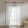 imageAmazon Basics 2Piece Embroidery Sheer Curtain Set Light Filtering Hollow Drapes for Living Room and Bedroom 52 W  95 L White Classic WavesWhite Classic Waves