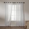imageAmazon Basics 2Piece Embroidery Sheer Curtain Set Light Filtering Hollow Drapes for Living Room and Bedroom 52 W  95 L White Classic WavesWhite Classic Waves