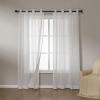 imageAmazon Basics 2Piece Embroidery Sheer Curtain Set Light Filtering Hollow Drapes for Living Room and Bedroom 52 W  95 L White Classic WavesWhite Cloverleaf