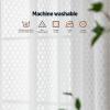 imageAmazon Basics 2Piece Embroidery Sheer Curtain Set Light Filtering Hollow Drapes for Living Room and Bedroom 52 W  95 L White Classic WavesWhite Cloverleaf