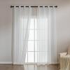 imageAmazon Basics 2Piece Embroidery Sheer Curtain Set Light Filtering Hollow Drapes for Living Room and Bedroom 52 W  95 L White Classic WavesWhite Cloverleaf