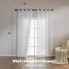 imageAmazon Basics 2Piece Embroidery Sheer Curtain Set Light Filtering Hollow Drapes for Living Room and Bedroom 52 W  95 L White Classic WavesWhite Cloverleaf
