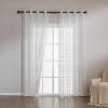 imageAmazon Basics 2Piece Embroidery Sheer Curtain Set Light Filtering Hollow Drapes for Living Room and Bedroom 52 W  95 L White Classic WavesWhite Scale
