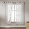 imageAmazon Basics 2Piece Embroidery Sheer Curtain Set Light Filtering Hollow Drapes for Living Room and Bedroom 52 W  95 L White Classic WavesWhite Scale