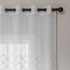 imageAmazon Basics 2Piece Embroidery Sheer Curtain Set Light Filtering Hollow Drapes for Living Room and Bedroom 52 W  95 L White Classic WavesWhite Scale