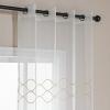 imageAmazon Basics 2Piece Embroidery Sheer Curtain Set Light Filtering Hollow Drapes for Living Room and Bedroom 52 W  95 L White Classic WavesWhite Scale