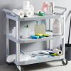 imageAmazon Basics 3Tier Rolling Utility Cart Commercial Grade 400 lbs Loading Capacity Portable Mobile Shelving Gray