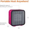 imageAmazon Basics Ceramic Space Heater Mini Heater for Office Desk Portable Tent Heater Indoor Use 500 W With TipOver Protection Lightweight 14 LBS Black 587D x 315W x 595HPink