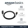 imageAmazon Basics DisplayPort to HDMI Cable UniDirectional Computer to Screen Video and Audio 1080p 1920x1200 4K60Hz 3 ft GoldPlated Plug BlackBlack