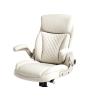 imageAmazon Basics Ergonomic Executive Office Desk Chair with Lumbar Support Flipup Armrests Adjustable Height Cream LeatherCream